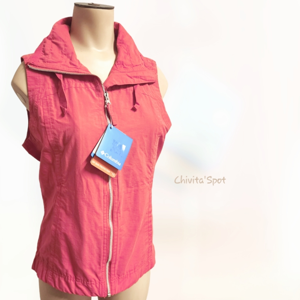 🆕️🏷Columbia Sportswear Womens Size XS Sleeveless Full Zip Utility Vest pink